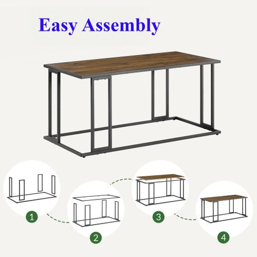 Modern Coffee Table with Metal Frame Wood Finish Top Adjustable Feet, Easy Assembly, 39.4” L x 19.7” W x 18.5” H - Sturdy & Stylish Living Room Accent Table Modern Coffee Table with Metal Frame Wood Finish Top Adjustable Feet, Easy Assembly, 39.4” L x 19.7” W x 18.5” H - Sturdy & Stylish Living Room Accent Table